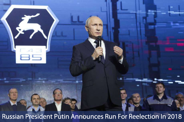 Russian President Vladimir Putin Announces He Will Run For Reelection In 2018